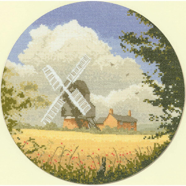 Heritage Cross Stitch Set Aida "Corn Mill (a)", modèle de point de croix, jccm339-a, diam 25,5 cmcm