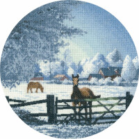 Heritage counted cross stitch kit Aida "Hard Frost (A)", JCHT1057-A, diam 25,5 cm, DIY