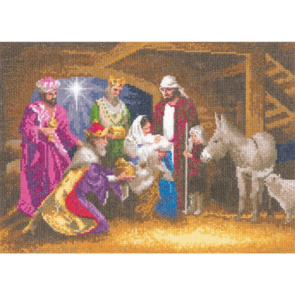 Heritage Набор для вышивания крестом Aida "Рождество Христово (A)", счетная схема, JCNA1285-A, 31x22 см