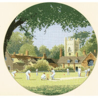 Set punto croce Heritage Aida "Sunday Cricket (a)", schema di conteggio, jcsc442-a, diam 25,5 cm