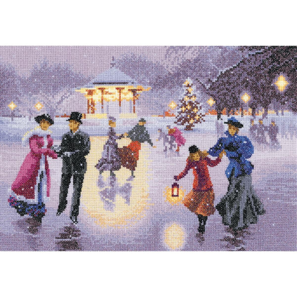 Heritage counted cross stitch kit Aida "Christmas Skaters", JCXS1418-A, 31x22cm, DIY