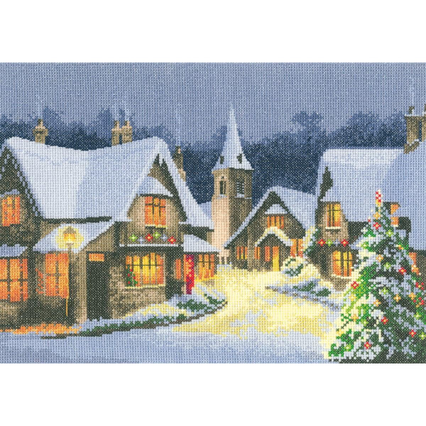 Heritage counted cross stitch kit Aida "Christmas Village (A)", JCXV1244-A, 31x22cm, DIY