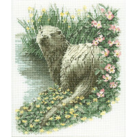 Heritage counted cross stitch kit Aida "Otter (A)", JSOT437-A, 20,5x25,5cm, DIY