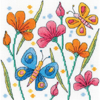 Heritage counted cross stitch kit Aida "Blue Butterfly", KBBB1595-A, 15x15cm, DIY