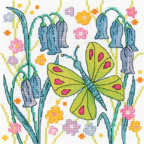 Heritage counted cross stitch kit Aida "Green Butterfly", KBGB1596-A, 15x15cm, DIY