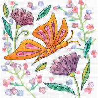 Heritage counted cross stitch kit Aida "Orange Butterfly", KBOB1597-A, 15x15cm, DIY
