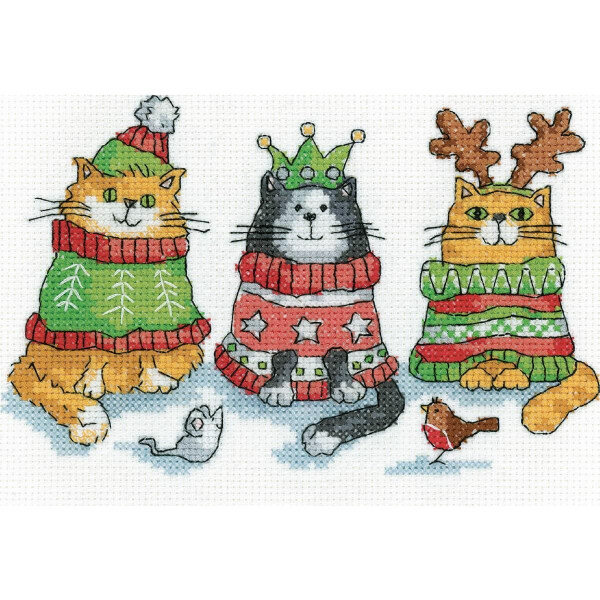 Heritage counted cross stitch kit Aida "Christmas Jumpers", KCCJ1605-A, 17,5x11cm, DIY