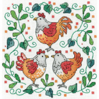 Heritage Conjunto de punto de cruz Aida "Three French Chickens", patrón de cuenta, kcfh1602-a, 15x15cm