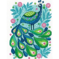 Heritage counted cross stitch kit Aida "Peacock", KCPE1504-A, 14,5x19,5cm, DIY