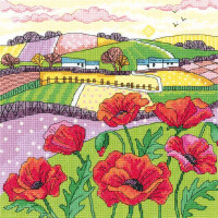 Heritage counted cross stitch kit Aida "Poppy Landscape", KCPL1475-A, 20,5x20,5cm, DIY