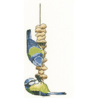 Heritage counted cross stitch kit Aida "Blue Tits (A)", LDBT1307-A, 8,5x18cm, DIY