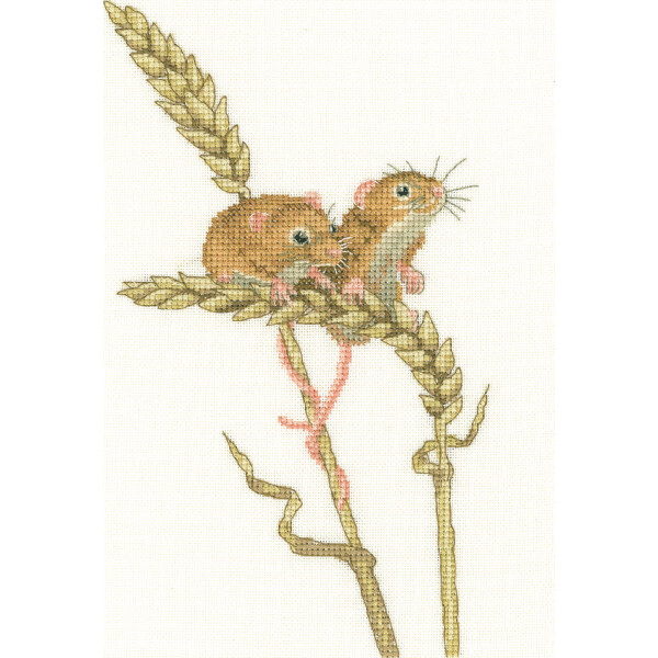 Heritage counted cross stitch kit Aida "Harvest Mice (A)", LDHM1264-A, 13x22cm, DIY