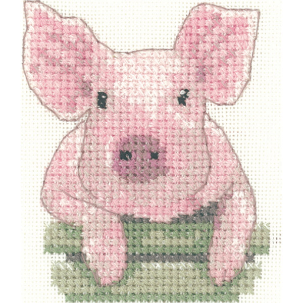 Heritage counted cross stitch kit Aida "Pig (A)", LFPG1159-A, 6x7,5cm, DIY