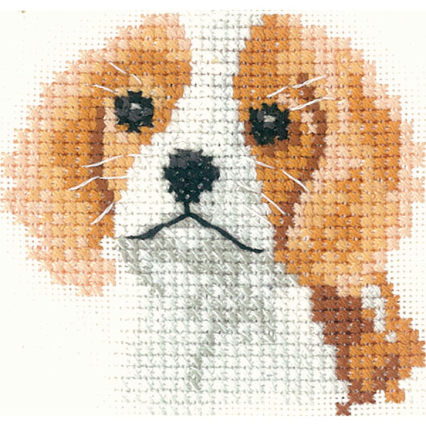 Heritage counted cross stitch kit Aida "Spaniel Puppy (A)", LFSN1028-A, 6,5x6,5cm, DIY