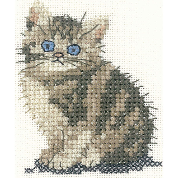 Heritage counted cross stitch kit Aida "Tabby Kitten (A)", LFTK1024-A, 7x6cm, DIY