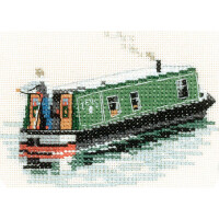Heritage counted cross stitch kit Aida "Modern Narrow Boat (A)", NBMN944-A, 10,5x7,5cm, DIY