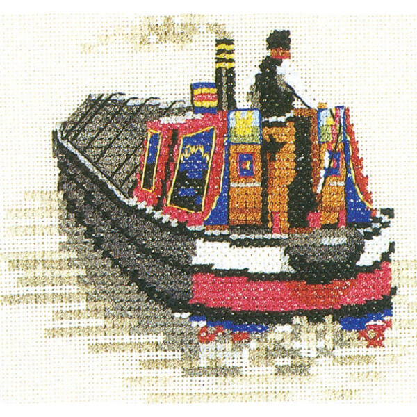 Heritage counted cross stitch kit Aida "Traditional Narrow Boat (A)", NBTN945-A, 9,5x8,5cm, DIY