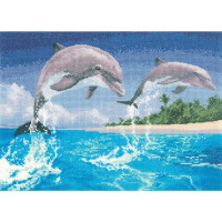 Heritage counted cross stitch kit Aida "Dolphins (A)", PGDO1084-A, 32x22cm, DIY