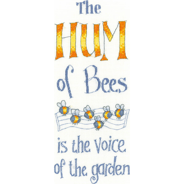 Heritage counted cross stitch kit Aida "The Hum of Bees", PUHB1464-A, 9x22cm, DIY