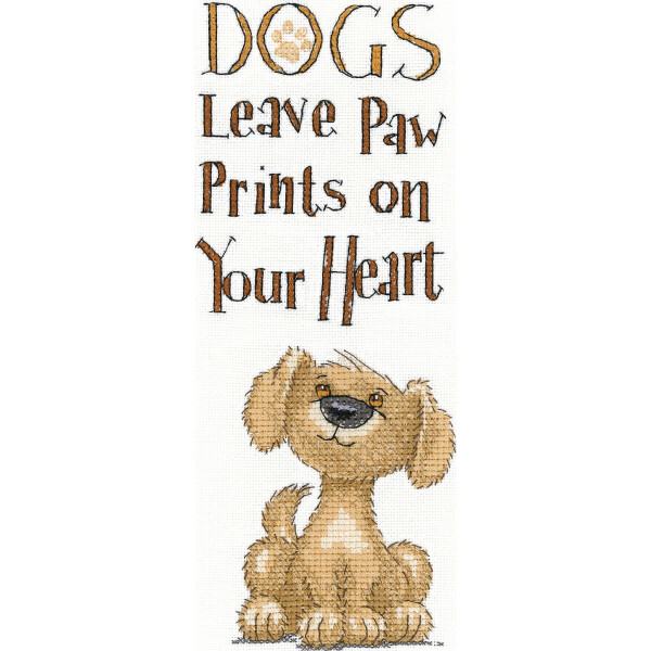 Heritage kruissteekset Aida "Dog Paw Prints", telpatroon, pupp1457-a, 8x20,5cm