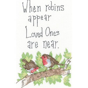 Heritage counted cross stitch kit Aida "When Robins...