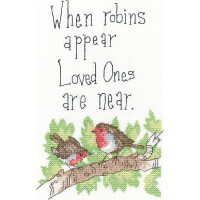 Heritage counted cross stitch kit Aida "When Robins Appear", PURA1455-A, 10,5x17cm, DIY