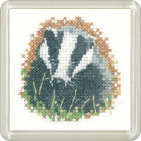 Heritage counted cross stitch kit Aida "Badger (A)", CFBG1172-A, Coaster size 7,5x7,5cm, DIY