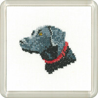 Heritage counted cross stitch kit Aida "Black Labrador", CFBL1444-A, Coaster size 7,5x7,5cm, DIY