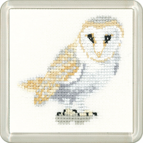 Heritage counted cross stitch kit Aida "Barn Owl", CFBO1483-A, Coaster size 7,5x7,5cm, DIY