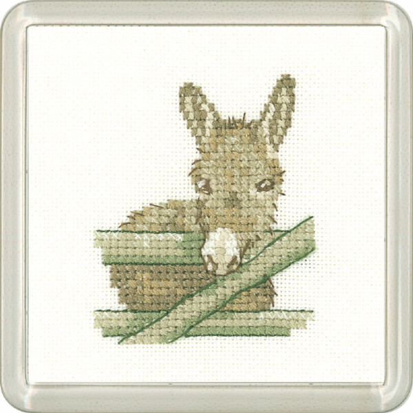 Heritage counted cross stitch kit Aida "Donkey (A)", CFDO1445-A, Coaster size 7,5x7,5cm, DIY