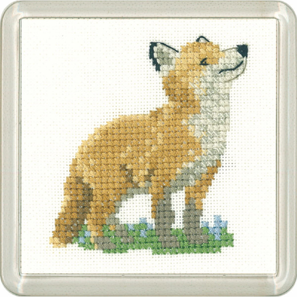 Heritage counted cross stitch kit Aida "Fox Cub (A)", CFFC1173-A, Coaster size 7,5x7,5cm, DIY