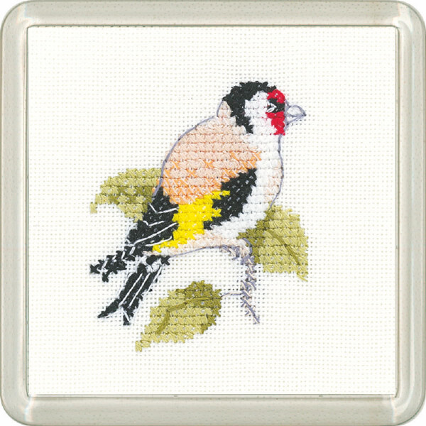 Heritage counted cross stitch kit Aida "Goldfinch", CFGF1535-A, Coaster size 7,5x7,5cm, DIY