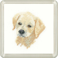 Heritage counted cross stitch kit Aida "Golden Labrador Puppy (A)", CFGL1447-A, Coaster size 7,5x7,5cm, DIY