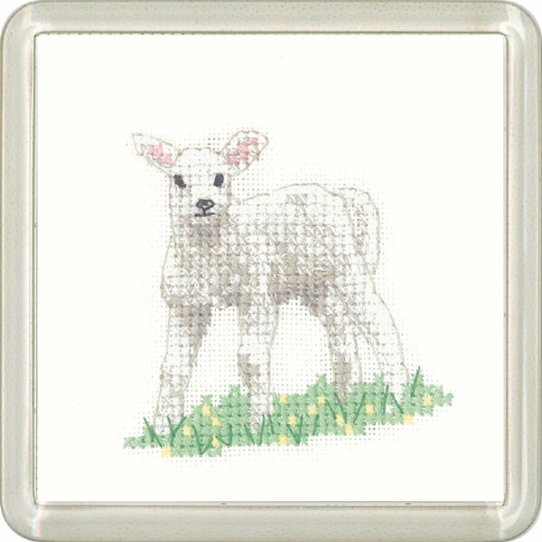 Heritage counted cross stitch kit Aida "Lamb (A)", CFLB1448-A, Coaster size 7,5x7,5cm, DIY