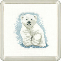 Heritage counted cross stitch kit Aida "Polar Bear Cub (A)", CFPB1449-A, Coaster size 7,5x7,5cm, DIY
