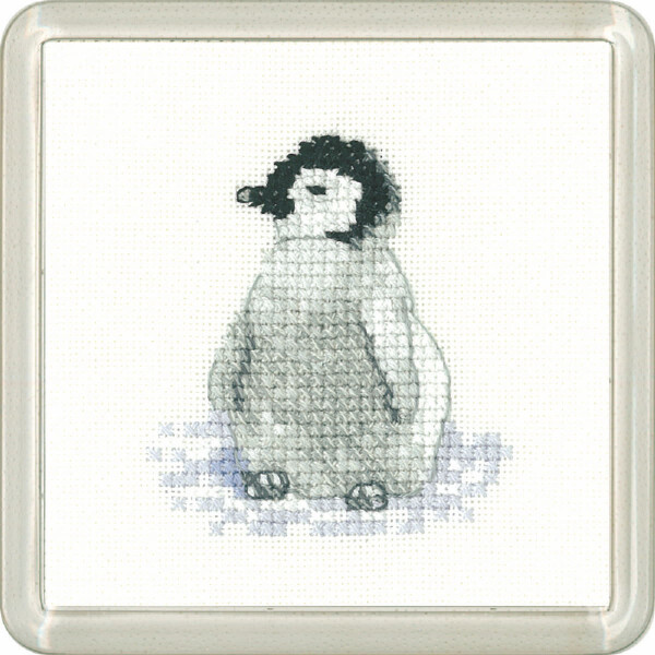 Heritage counted cross stitch kit Aida "Penguin Chick (A)", CFPE1393-A, Coaster size 7,5x7,5cm, DIY
