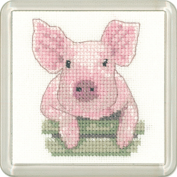 Heritage counted cross stitch kit Aida "Pig (A)", CFPG1220-A, Coaster size 7,5x7,5cm, DIY