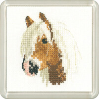Heritage Kreuzstich Set Aida "Palomino-Pony (A)", Zählmuster, CFPP1219-A, Coaster size 7,5x7,5cm