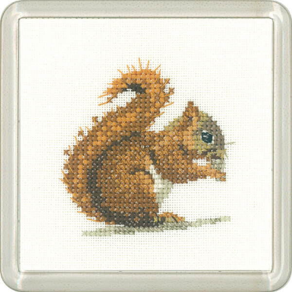Heritage counted cross stitch kit Aida "Red Squirrel (A)", CFRS1450-A, Coaster size 7,5x7,5cm, DIY