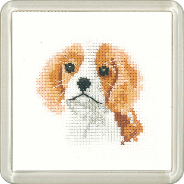 Heritage counted cross stitch kit Aida "Spaniel Puppy (A)", CFSN1451-A, Coaster size 7,5x7,5cm, DIY