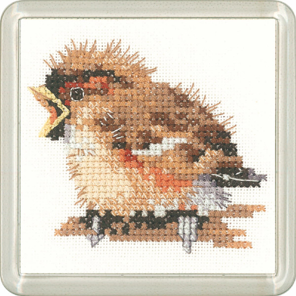 Heritage counted cross stitch kit Aida "Sparrow (A)", CFSP1192-A, Coaster size 7,5x7,5cm, DIY