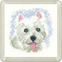 Heritage counted cross stitch kit Aida "Westie Puppy (A)", CFWP1262-A, Coaster size 7,5x7,5cm, DIY