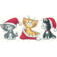 Heritage counted cross stitch kit evenweave fabric "Christmas Kittens (L)", CRCK1156-E, 26x13cm, DIY