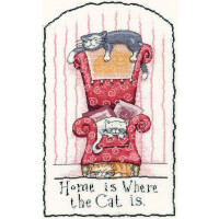 Heritage counted cross stitch kit evenweave fabric "Home is Where the Cat is (L)", CRHC954-E, 16,5x27cm, DIY