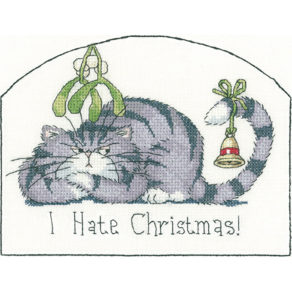 Heritage counted cross stitch kit evenweave fabric "I Hate Christmas (L)", CRHT1287-E, 18x13,5cm, DIY