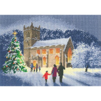 Erfgoed kruissteekset telstof "Christmas Church (l)", telpatroon, jcch1144-e, 31x22cm