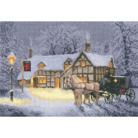 Heritage counted cross stitch kit evenweave fabric "Christmas Inn (L)", JCCI1366-E, 31x22cm, DIY