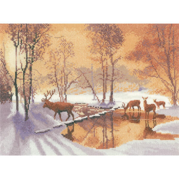 Heritage counted cross stitch kit evenweave fabric "Stepping Stones (L)", JCSN1085-E, 31x23cm, DIY