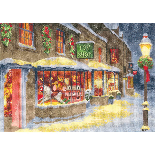 Heritage counted cross stitch kit evenweave fabric "Christmas Toy Shop (L)", JCTS1268-E, 31x22cm, DIY