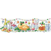 Heritage counted cross stitch kit evenweave fabric "Christmas Dinner", KCCD1424-E, 37,5x10cm, DIY